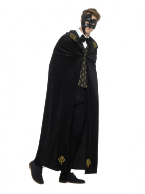  Deluxe Phantom Kostuum, bestaande uit de mantel met gilet en strik. Mooi te combineren met het Dames Masquarade Kostuum. Maak de look compleet met een bijpassend oogmasker.
