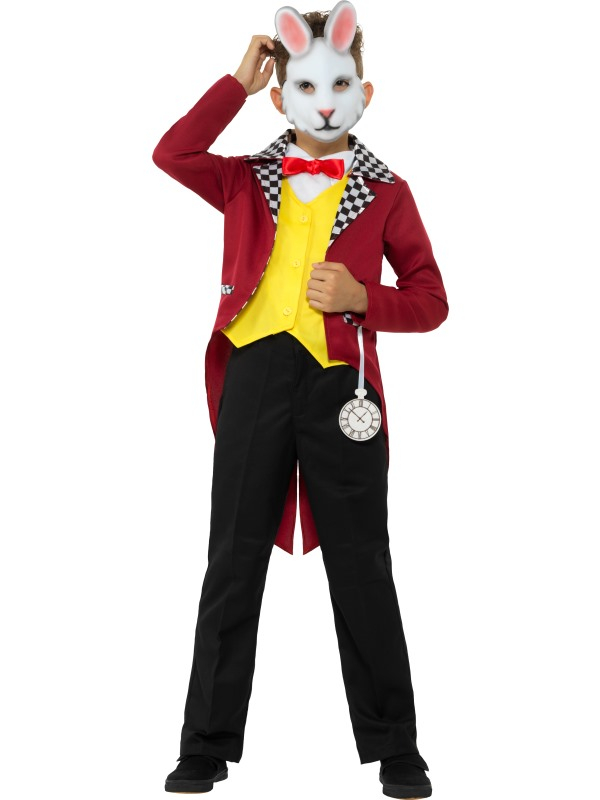 Bekend van Alice in Wonderland White Rabbit Kostuum, bestaande uit het giletje met aangehecht jasje, sjaaltje en masker. Wij verkopen nog meer leuke kostuums uit deze film.