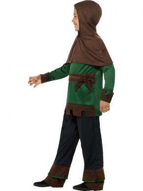  Robin Hood Kostuum, bestaande uit de broek met aangehechte bootcovers en cape. Maak de look compleet met een pijl en boog. 