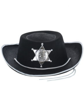Maak je Sherif Look compleet met deze zwarte Sheriff Hoed met Badge.