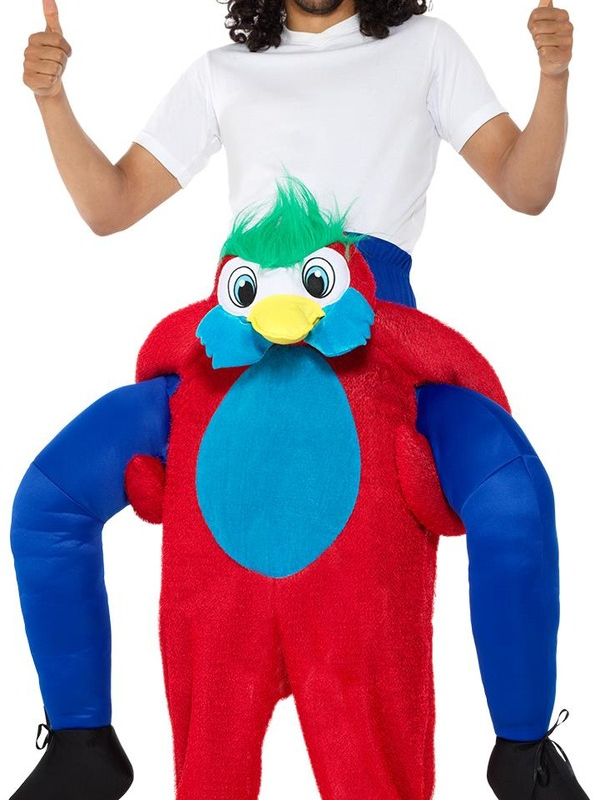 Achterop de rug van een Papagaai dansend op jouw feestje hoe leuk is dat?!Dit kostuum bestaat uit één geheel. One Size