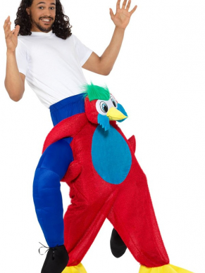 Achterop de rug van een Papagaai dansend op jouw feestje hoe leuk is dat?!Dit kostuum bestaat uit één geheel. One Size