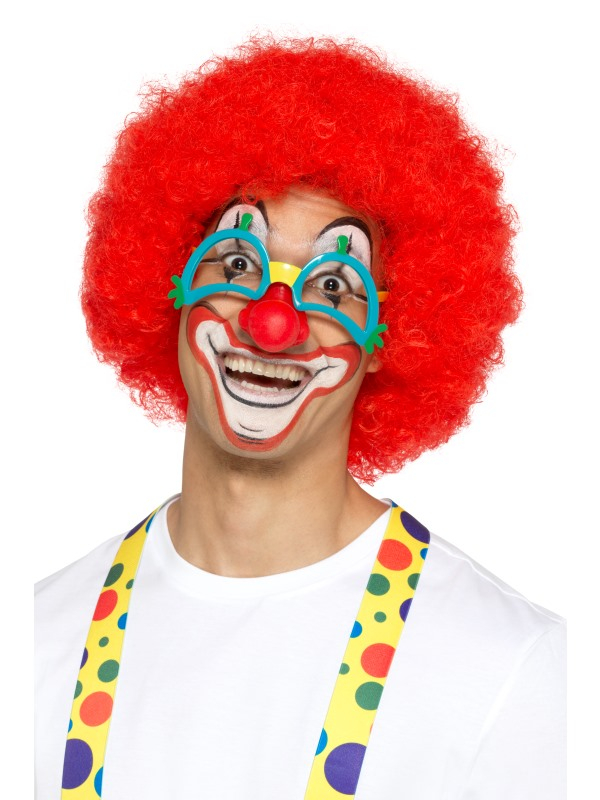Maak je Clown Look compleet met deze te gekke clownsbril met rubberen neus.