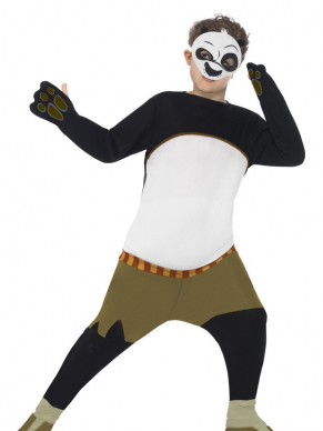 Bekend van de film Kung Fu Panda dit leuke Kids Kung Fu Panda Kostuum, bestaande uit de all in one jumpsuit met masker.