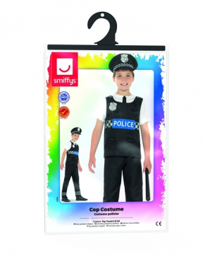 Be the good guy met dit geweldige Politie Kostuum voor jongens. Dit kostuum bestaat uit de top met broek en petje. Maak de look compleet met bijpassende accessoires zoals knuppel,handboeien en badge.