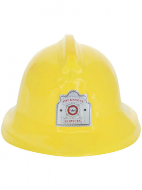 Maak de look compleet met deze stoere gele Brandweer Helm met badge.