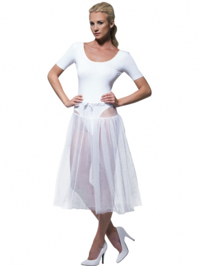 1950s Petticoat, wit met verstelbare tailleband.