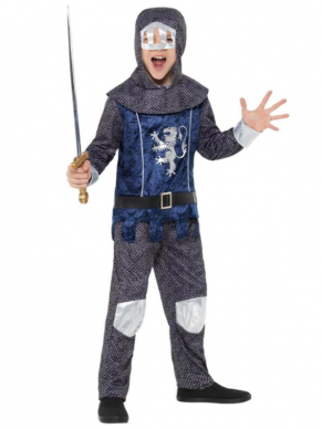 Waan je terug in de Mddeleeuwen met dit Medieval Knight Boy-kostuum , bestaande uit de top met capuchon en broek en riem.  Maak de look compleet met bv een zwaard en helm. Wij verkopen ook het afgewerkte meisjeskostuum .