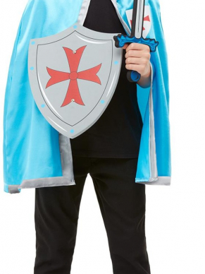 Ridder Knight Kit, bestaande uit de blauwe cape met EVA helm, zwaard en schild.S/M = 4-8 JaarM/L = 9-12 Jaar