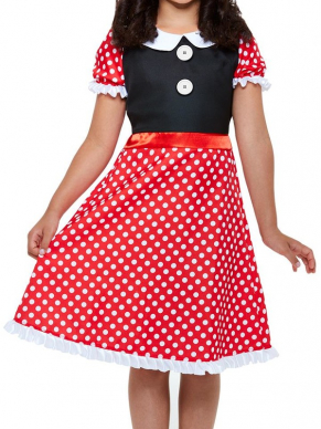 Cute Minnie Mouse Kostuum, bestaande uit het jurkje met bijpassende haarband. Leuk voor Carnaval of Themafeestje.