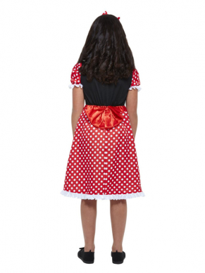 Schattig Minnie Mouse-kostuum, bestaande uit het jurkje met horizontale haarband. Leuk voor Carnaval of Themafeestje.