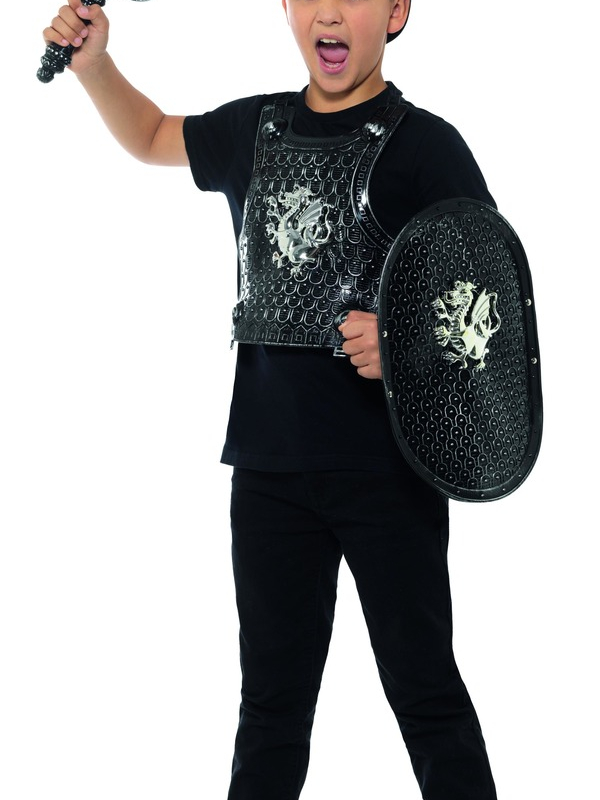 Een Ridder is geen Ridder zonder zijn  Dark Knight Setje, dit setje bestaat uit het schild, helm en zwaard 50cm. 