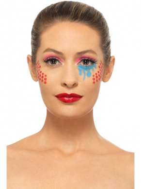 Creeër een geweldige Pop Art Look met dit Make-Up FX, Pop Art Setje, bestaande uit de multi-gekleurde schmink op waterbasis, face paint, stencil, sticker en applicator. Kijk hier voor een bijpassende pruik.