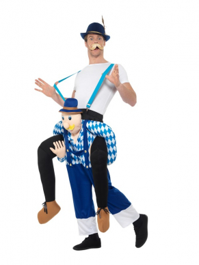 Ga swingend naar jouw party met dit geweldige Piggyback Bavarian Kostuum. Leuk voor Carnaval, Oktoberfest of een themafeestje. Kijk voor tiroler hoeden en snorren onder accessoires om de look helemaal compleet te maken.