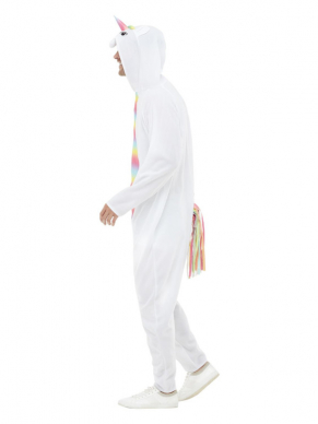 Hoe leuk is deze Unicorn Onesie, bestaande uit de witte hooded onesie met gekleurde buik gedeelte. leuk voor Carnaval, Vrijgezellenfeestje, Foute party of gewoon heerlijk voor thuis op de bank.
Unisex