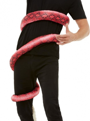Durf jij het aan dit Anaconda Kostuum? Dit kostuum bestaat uit de rode Body Wrap-Around & Snake Head Hand Puppet. 