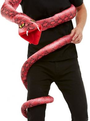 Durf jij het aan dit Anaconda Kostuum? Dit kostuum bestaat uit de rode Body Wrap-Around & Snake Head Hand Puppet. 