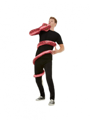 Durf jij het aan dit Anaconda Kostuum? Dit bestaat uit de rode Body Wrap-Around & Snake Head Hand Puppet. Let op dit betreft alleen de Anaconda die je met eigen kleding kunt combineren.