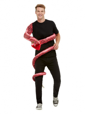 Durf jij het aan dit Anaconda Kostuum? Dit bestaat uit de rode Body Wrap-Around & Snake Head Hand Puppet. Let op dit betreft alleen de Anaconda die je met eigen kleding kunt combineren.