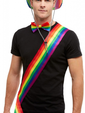 Mooie sjerp in de kleuren van de regenboog, leuk voor de Gay Pride of ander themafeestje.