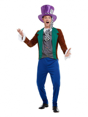 De Gekken Hoedenmaker uit de bekende film Alice in Wonderland. Dit kostuum bestaat uit het jasje met broek en hoed. Wij verkopen nog meer te gekke kostuums uit deze film 