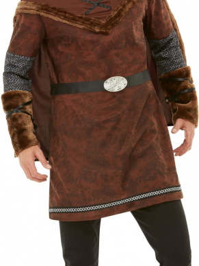 Terug in de tijd van de Vikingen met dit stoere Viking Barbarian Kostuum, bestaande uit de bruine tuniek met cape en helm. Maak de look compleet met het Viking Barbarian setje.Wij verkopen ook het dames Vikingen kostuum.