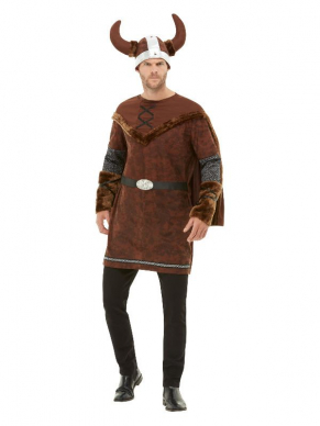 Terug in de tijd van de Vikingen met dit stoere Viking Barbarian Kostuum, bestaande uit de bruine tuniek met cape en helm. Maak de look compleet met het Viking Barbarian setje.Wij verkopen ook het dames Vikingen kostuum.