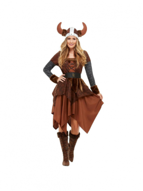 Terug in de tijd van de Vikingen met dit prachtige Viking Barbarian Queen Kostuum, bestaande uit de jurk met helm. Maak de look compleet met een bijpassende pruik. Wij verkopen ook het heren Viking Barbarian Kostuum.
