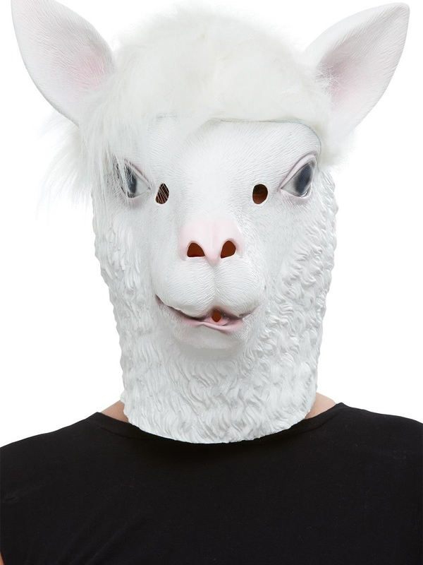 Een Full Overhead Lama Latex Masker, leyuk voor Carnaval of een ander themafeestje. Wij verkopen nog meer grazy animal maskers.