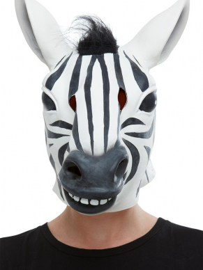 Een Full Overhead Zebra Latex Masker, leuk voor Carnaval of een ander themafeestje. Wij verkopen nog meer grazy animal maskers. 