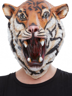 Een Full Overhead Tijger Latex Masker, leuk voor Carnaval of een ander themafeestje. Wij verkopen nog meer grazy animal masker.
