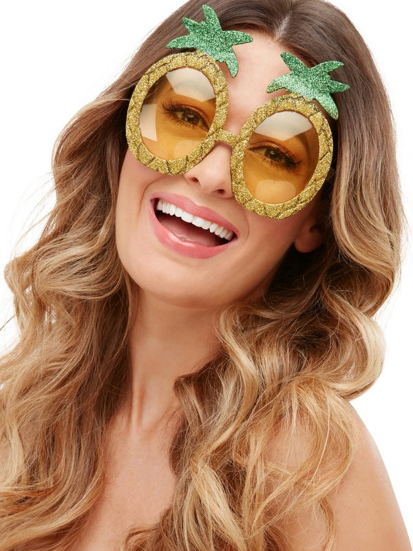 Deze te gekkeTropical Pineapple Glitter Bril is perfect voor een feestje in zomerse sferen.