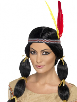 Met deze geweldige Native American Inspired Indianen Pruik met veer voor dames maak je je Indianen Look helemaal compleet. Bekijk hier onze gehele Indianen Collectie.