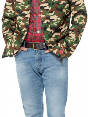 Bekend van de comedy tv-serie Only Fools and Horses dit Rodney Kostuum, bestaande uit het Camouflage jasje met mock shirt en pruik.