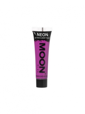 Neon Paarse Face & Body Paint, direct op te brengen vanuit de tube. Verkijgbaar in verschillende neon kleuren.