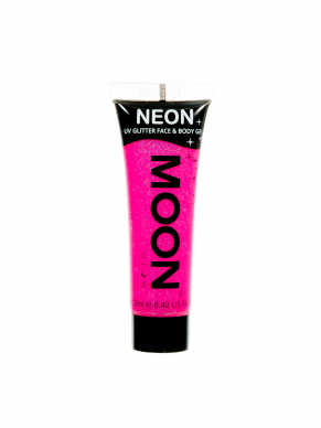 Neon Roze Face & Body Glitter Paint, direct op te brengen vanuit de tube. Verkijgbaar in verschillende neon kleuren.