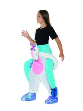 Dansend op de rug van een unicorn de dansvloer op? Dat kan met dit geweldige Kids Piggyback Unicorn Kostuum.