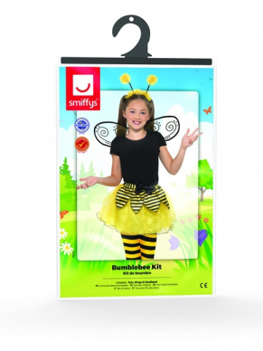 Bumblebee Kit, bestaande uit de gele tutu met vleugels en haarband. Wij verkopen de panty los.
One Size 7-9 jaar.