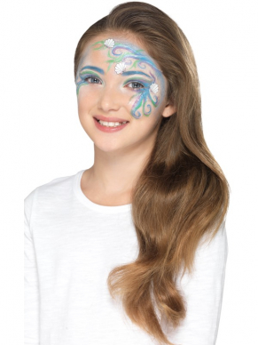 Maak de mooiste creatie met deze Make Up FX, Kids Mythical Kit op waterbasis, bestaande uit 5 kleuren krijt, glitter, stickers, sponsje en borstel. Mooi te combineren met onze Mermaid kostuum.