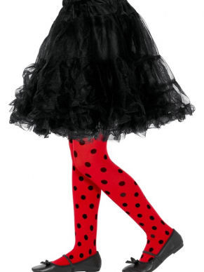 Maak je Ladybird Look compleet met deze geweldige rode panty met zwarte stippen.
OneSize 7-12 jaar.