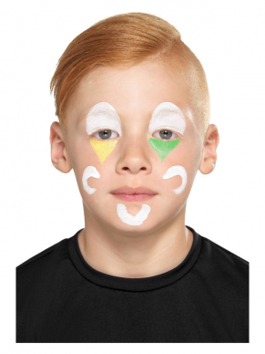 Tover je zelf in een handomdraai om in een te gekke Clown met deze Make-Up FX, Family Clown Kit op waterbasis, bestaande uit gekleurde krijtjes, make-up applicators en de neus. 