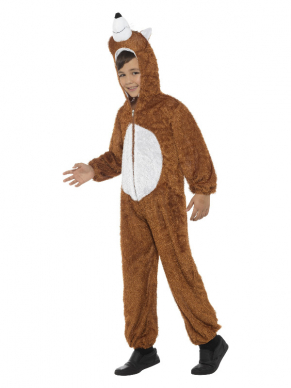 Jump jouw party binnen met dit Fox Kostuum, bestaande uit de hooded jumpsuit.
OneSize/4-6 jaar.