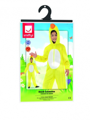 Jump jouw party binnen met dit geweldige Duck Kostuum, bestaande uit de gele hooded jumpsuit.
OneSize/4-6 jaar.