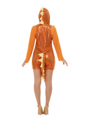 Dragon Kostuum, bestaande uit de beeldige oranje hooded jumpsuit.