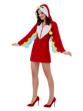 Ga verkleed als Papagaai naar jouw party met dit geweldige Parrot Kostuum, bestaande uit het kleurrijke hooded jurkje.