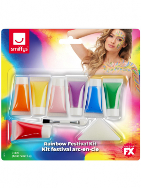 Maak jouw Festival look compleet met deze Make-Up FX, Rainbow Festival Kit, bestaande uit schmink en applicators.