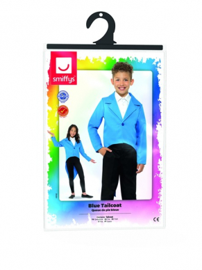 Leuke Blauwe Tailcoat voor kinderen, ook verkrijgbaar in rood en zwart. Leuk te combineren met onze hoeden om de look compleet te maken.