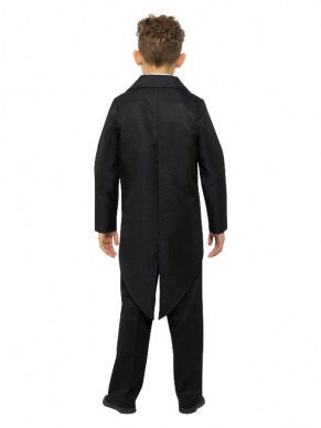 Leuke zwarte Tailcoat voor kinderen, ook verkrijgbaar in rood en blauw. Leuk te combineren met onze hoeden om de look compleet te maken.