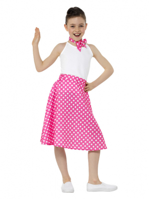 Terug naar de jaren vijftig met deze geweldige jaren 50 Polka Dot Rok met bijpassend sjaaltje. Ook verkrijgbaar in volwassen maten. 