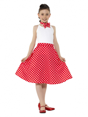 Terug naar de jaren vijftig met deze geweldige rode 50s Polka Dot Rok met bijpassend sjaaltje. Ook verkrijgbaar in dames maten.
S/M= 4-8 jaarM/L= 8-12 jaar